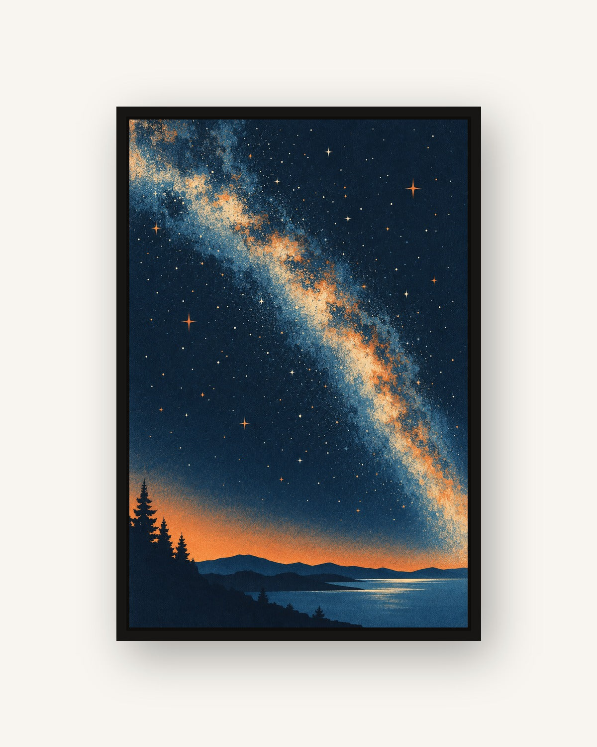 Via Láctea · Vintage · quadro constelações — acabamento:tela_emoldurada_preta