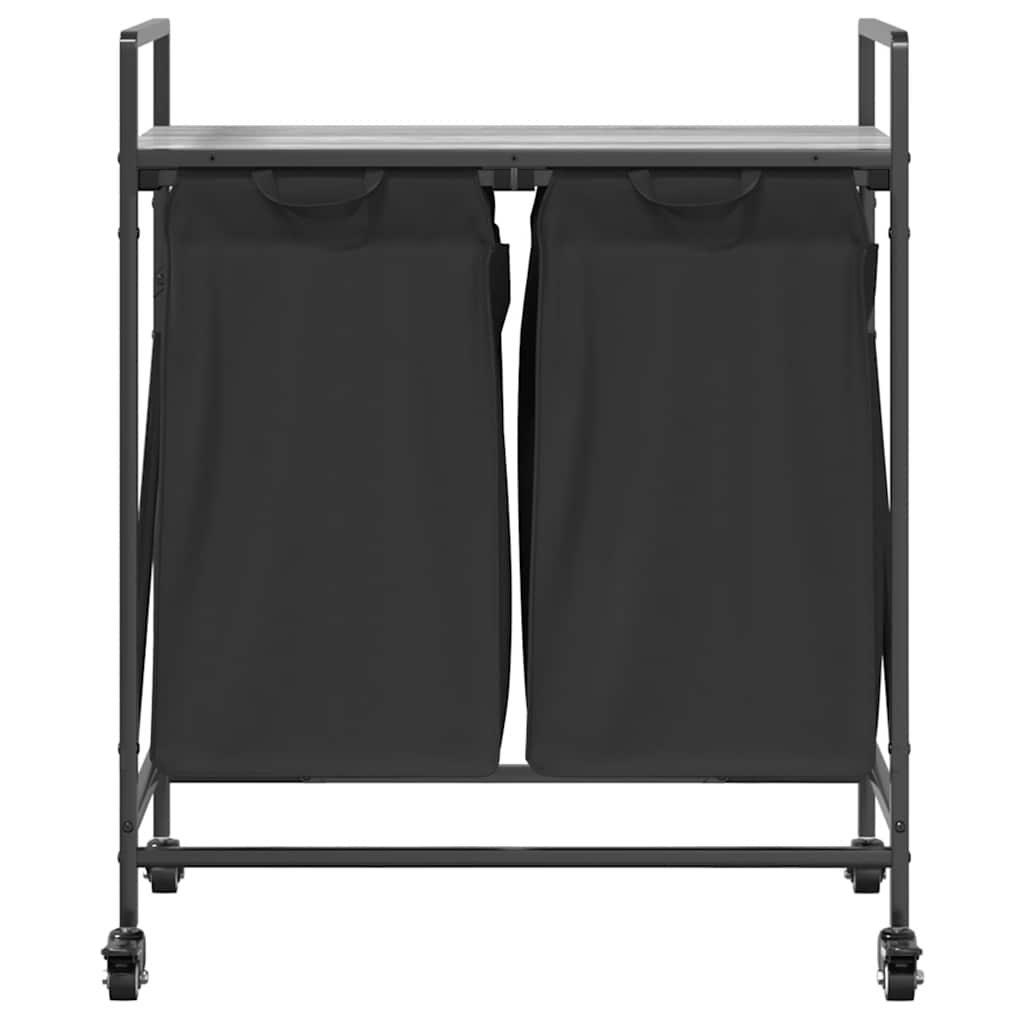 Cesto de roupa suja com 2 compartimentos e rodas, cinzento, modelo Sonoma — foto 5