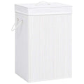 Cesto para roupa suja 40x30x60 cm bambu branco retangular — foto 1