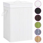 Cesto para roupa suja 40x30x60 cm bambu branco retangular — foto 2
