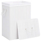 Cesto para roupa suja 40x30x60 cm bambu branco retangular — foto 3