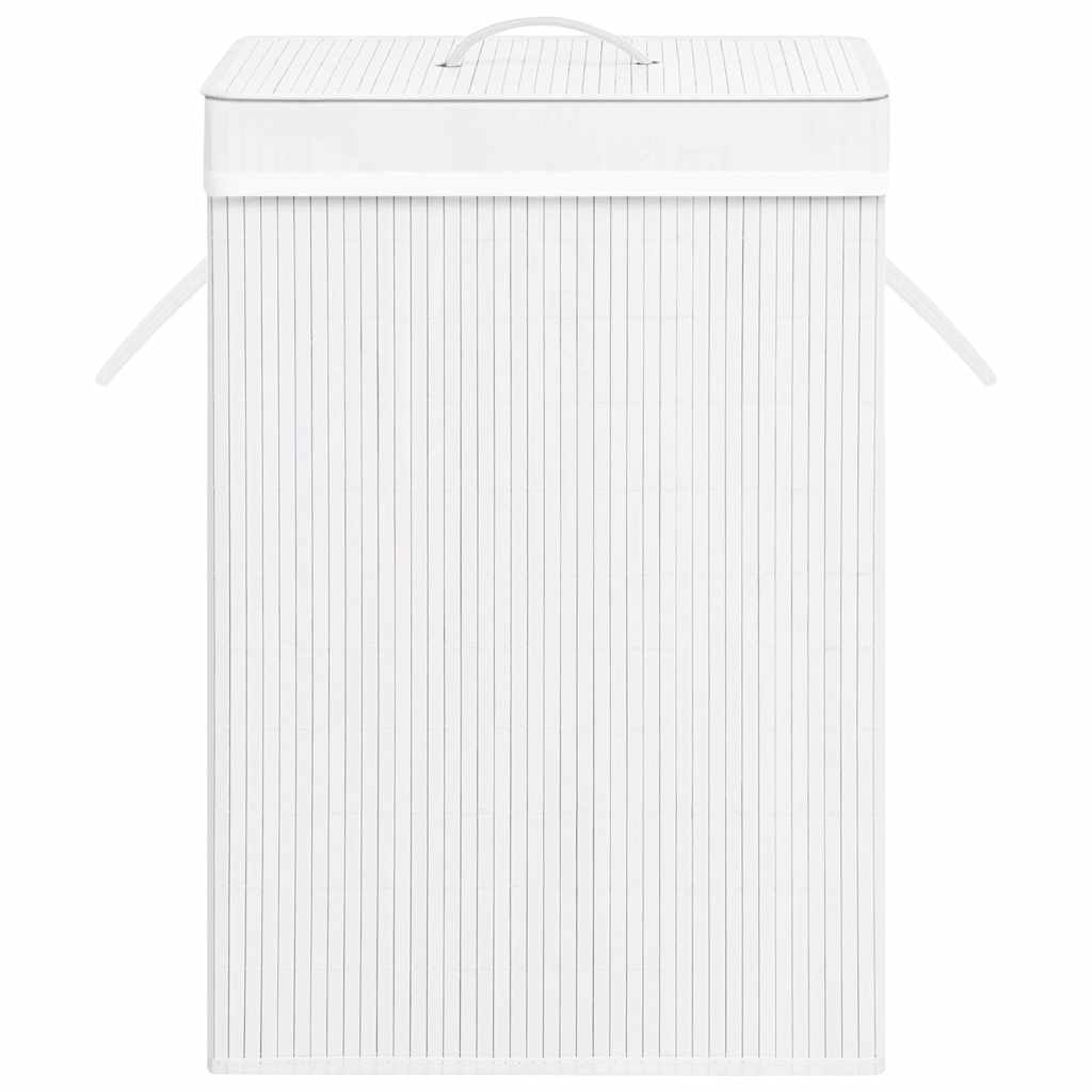 Cesto para roupa suja 40x30x60 cm bambu branco retangular — foto 4