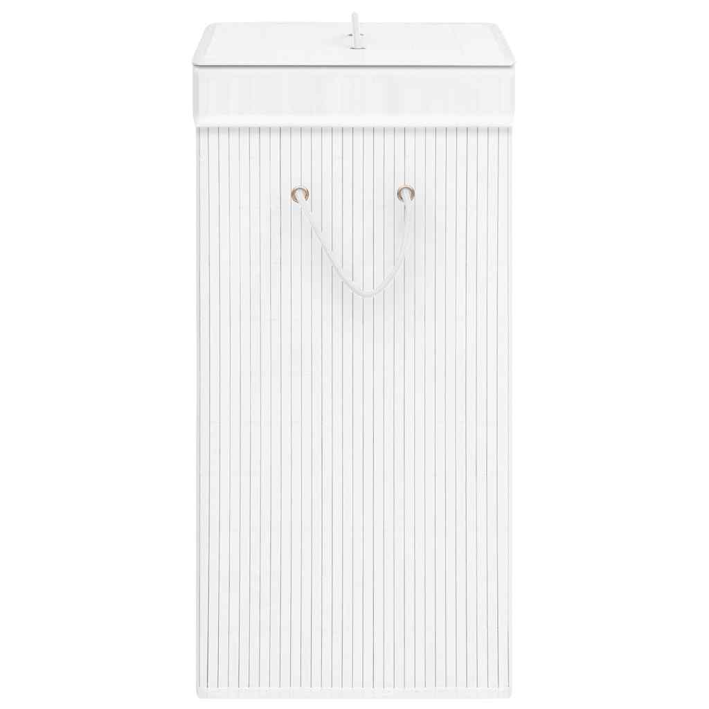Cesto para roupa suja 40x30x60 cm bambu branco retangular — foto 5