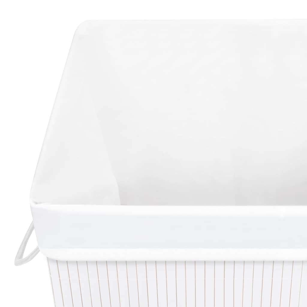 Cesto para roupa suja 40x30x60 cm bambu branco retangular — foto 7