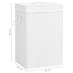 Cesto para roupa suja 40x30x60 cm bambu branco retangular — foto 9