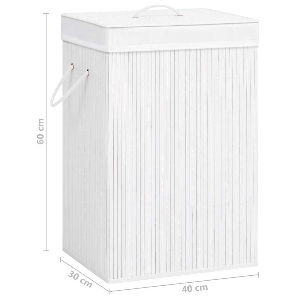 Cesto para roupa suja 40x30x60 cm bambu branco retangular — foto 9