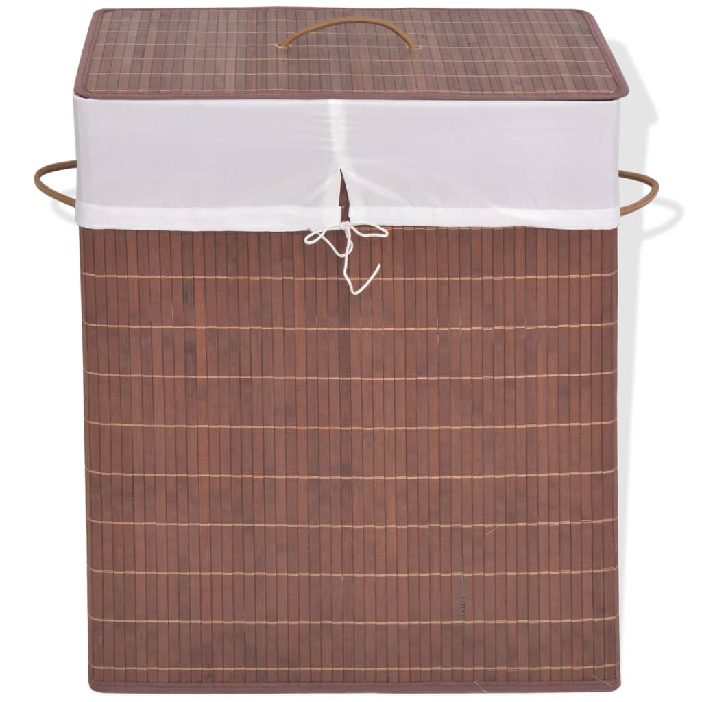 Cesto retangular para roupa suja bambu castanho — foto 1