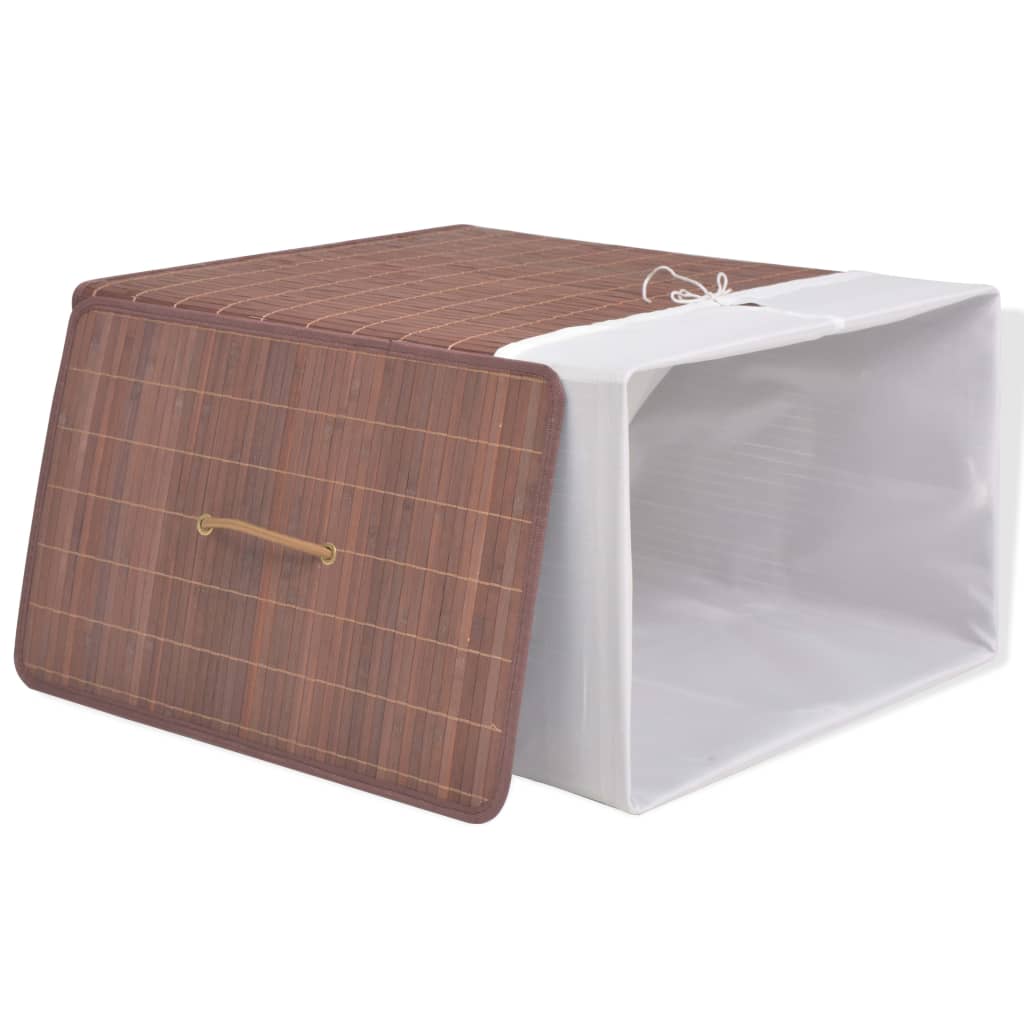 Cesto retangular para roupa suja bambu castanho — foto 3