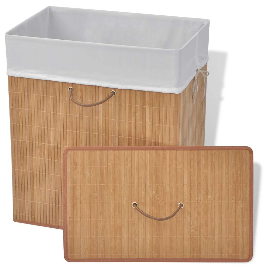 Cesto retangular para roupa suja bambu natural — foto 2