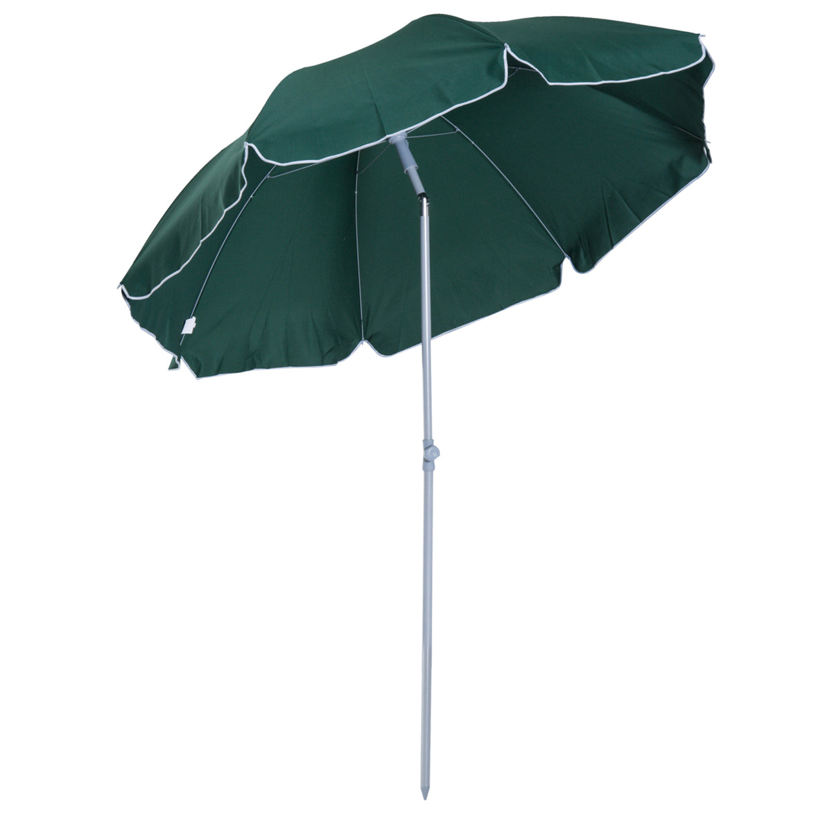 Chapéu de Sol de Praia Ø202 cm Chapéu de Sol com Toldo Inclinável Mastro Desmontável e Base Pontiaguda para Jardim Verde — foto 1