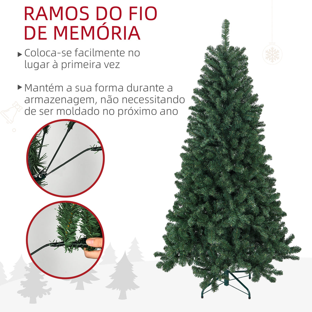 Árvore de Natal 180 cm Árvore de Natal Artificial com 760 Ramos de Arame de Memória e Base Recolhível Árvore de Natal para Sala Verde — foto 5
