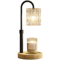 Candeeiro de Mesa Candeeiro Aquecedor de Vela com Base de Madeira Ecrã de Vidro Candeeiro de Mesa para Dormitório Sala de Estar Escritório Ø15x32,5 cm Multicor — foto 1