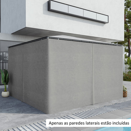 4 Paredes Laterais para Tenda 352x205 cm Laterais para Tenda Universal com Ganchos e Argola em C para Tenda de Jardim Terraço Cinza Claro — foto 2