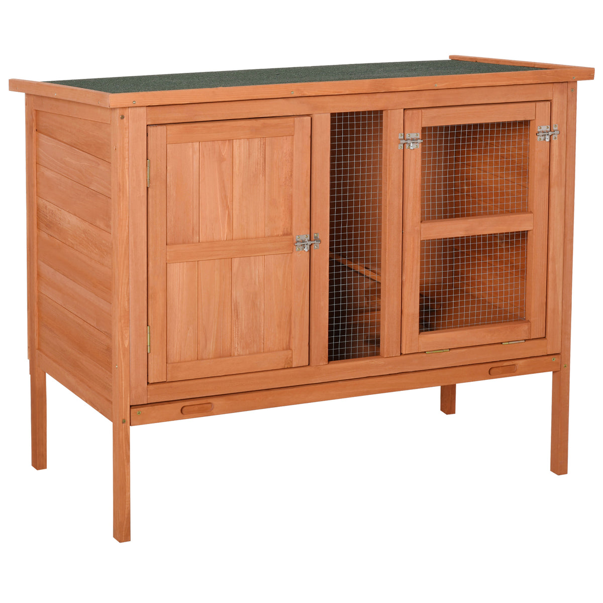 Coelheira de exterior gaiola de Madeira para Animais de Estimação pequenos 2 Pisos para Coelhos Porquinhos da Índia Hamster com Telhado Asfáltico bandeja Removível Rampa 102x56x85 cm Madeira Natural — foto 1