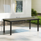 Mesa de Jardim Retangular Mesa de Exterior para 8 Pessoas com Bancada de Ripas e Estrutura de Alumínio para Terraço Balcão 190x90x74 cm Preto e Madeira — foto 3