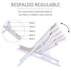 Conjunto de 2 Espreguiçadeiras Dobráveis com Encosto Reclinável em 5 Posições e Apoio para a Cabeça Acolchoado 96,5x58x91,5cm Bege — foto 4
