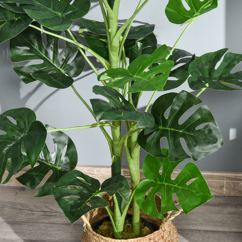 Monstera Planta Artificial com Vaso Árvore Tropical Sintética com 21 Folhas Ø16x100 cm Verde — foto 8