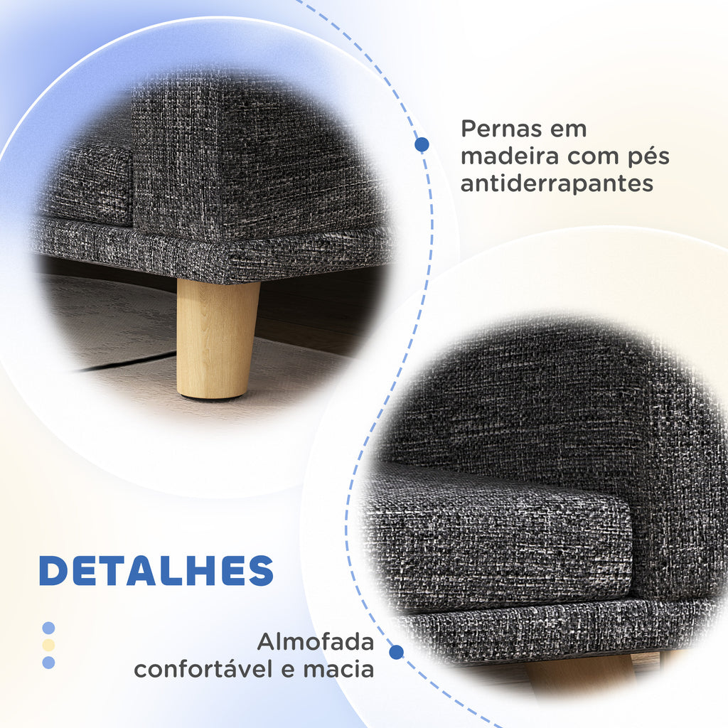 Sofá para Cães Cama Elevada para Cães Estofada com Almofada Lavável e Pés de Madeira de Pinho Carga Máxima 40 kg 98x67x25 cm Cinza Escuro — foto 6