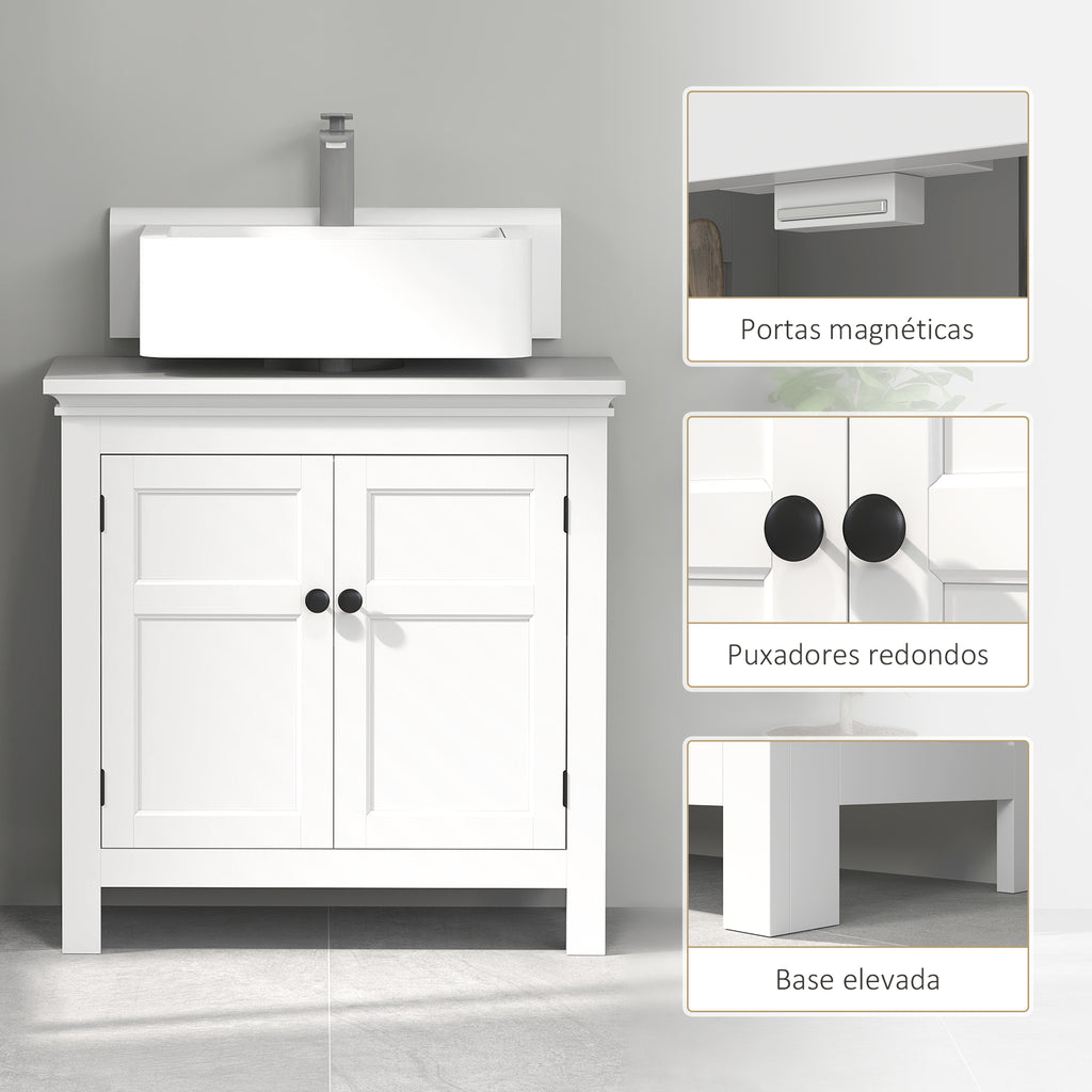 Móvel para Lavatório Pousar Móvel para Lavatório Moderno com Prateleira Ajustável e Portas Magnéticas 60x30x60 cm Branco — foto 6