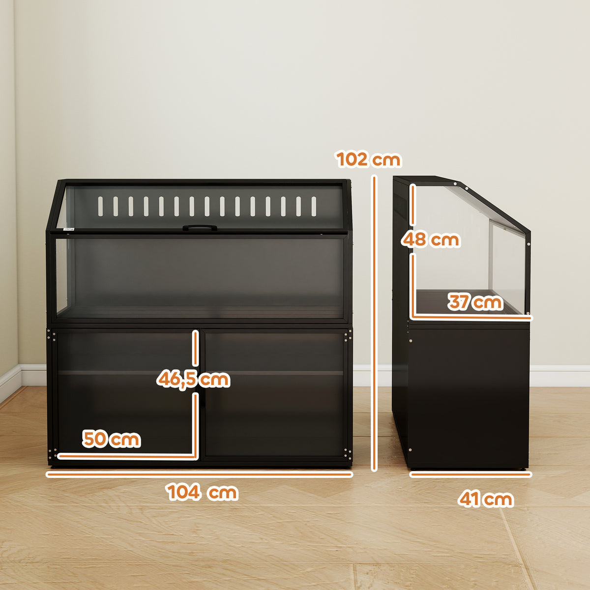 Gaiola para Hamster 2 em 1 com Armário de Arrumação para Roedor Hamster Sírio e Ratos Aço e Acrílico Preto — foto 2