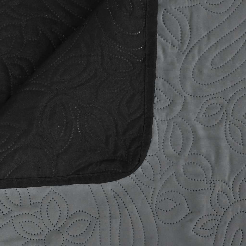 Colcha acolchoada dupla face 230x260 cm microfibra cinzento e preto — foto 4
