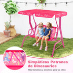 Columpio para Crianças com 2 Lugares e Toldo Ajustável com Estrutura Metálica Rosa — foto 7