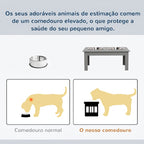 Comedouro Elevado para Cães com Suporte e 2 Tigelas Removíveis em Aço Inoxidável, para Comida e Água, 58,4x30,5x25,4 cm, Cinzento — foto 4