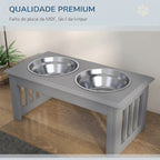 Comedouro Elevado para Cães com Suporte e 2 Tigelas Removíveis em Aço Inoxidável, para Comida e Água, 58,4x30,5x25,4 cm, Cinzento — foto 6