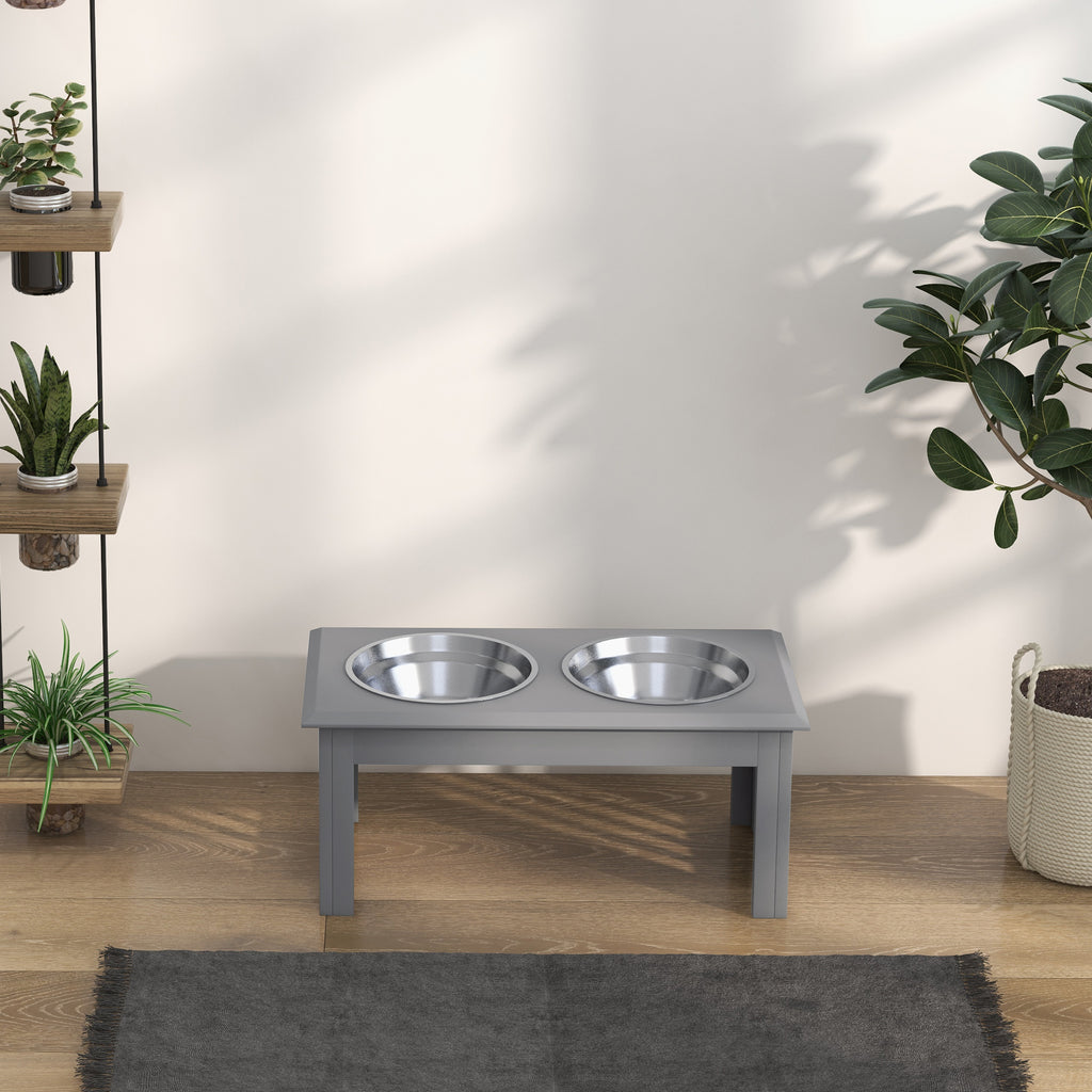 Comedouro Elevado para Cães com Suporte e 2 Tigelas Removíveis em Aço Inoxidável, para Comida e Água, 58,4x30,5x25,4 cm, Cinzento — foto 8