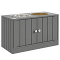 Comedouro Elevado para Cães Grandes com 2 Tigelas de 2000ml de Aço Inoxidável Comedouro para Cães com 2 Portas e Arrumação Oculta 60x30x35,5cm Cinzento — foto 1