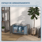 Comedouro Elevado para Cães Grandes com 2 Tigelas de 2000ml de Aço Inoxidável Comedouro para Cães com 2 Portas e Arrumação Oculta 60x30x35,5cm Cinzento — foto 5