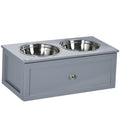 Comedouro Elevado para Cães Médios com 2 Tigelas de 2000ml de Aço Inoxidável Comedouro Alto para Cães com 1 Gaveta 60x30x24cm Cinza — foto 1
