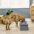 Comedouro Elevado para Cães Médios com 2 Tigelas de 2000ml de Aço Inoxidável Comedouro Alto para Cães com 1 Gaveta 60x30x24cm Cinza — foto 2