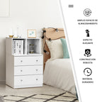 Cómoda com 3 gavetas e 2 compartimentos para arrumação multifuncional – Branco — foto 8