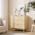 Cómoda de 3 gavetas com design curvo e canelado, MDF e madeira, arrumação espaçosa para quarto e sala, branco - 1 peça — foto 1