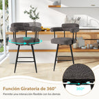 Conjunto 2 Taburetes Giratórios com Encosto e Braços Curvos Metal Cinzento 63x54x100cm — foto 5