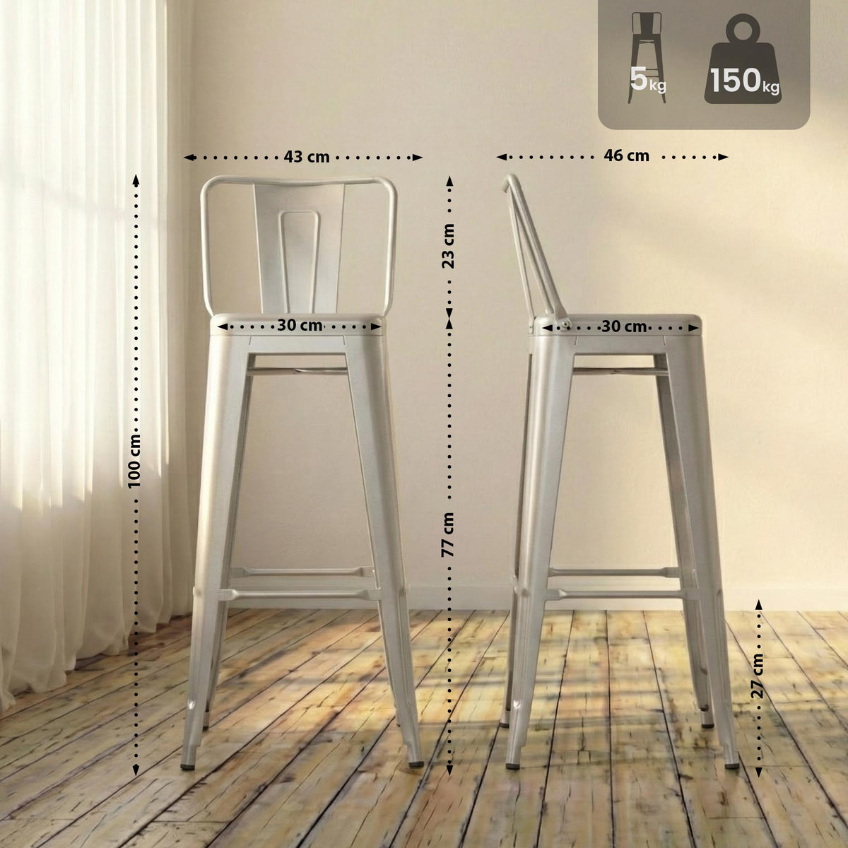 Conjunto de 2 bancos de bar Mason — foto 2