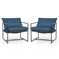 Conjunto de 2 Poltronas com Assento Tipo Cabresto e Almofadas Azul Marinho para Interior e Exterior — foto 2