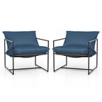 Conjunto de 2 Poltronas com Assento Tipo Cabresto e Almofadas Azul Marinho para Interior e Exterior — foto 2