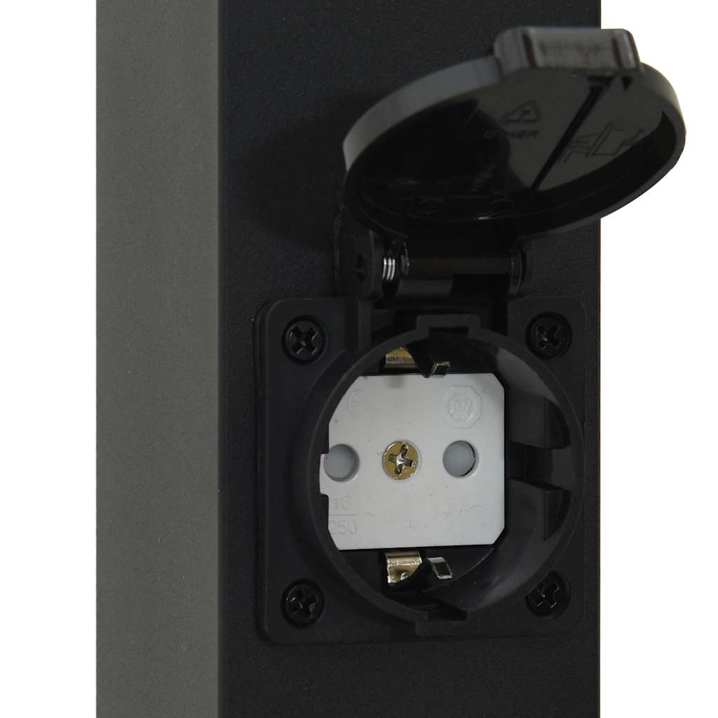 Conjunto de 3 postes de iluminação com sensor e tomada, 110 cm, pretos, IP44 — foto 7