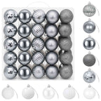 Conjunto de Bolas de Natal 75 unid. Branco e Cinzento 6 cm — foto 2