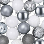 Conjunto de Bolas de Natal 75 unid. Branco e Cinzento 6 cm — foto 5