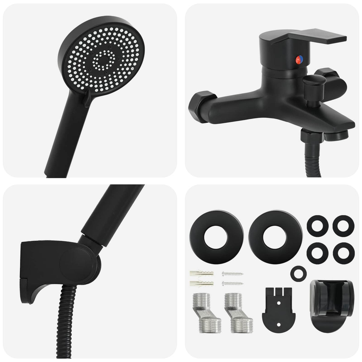 Conjunto de Cabeça de Chuveiro Preto G 1/2 polegadas — foto 7