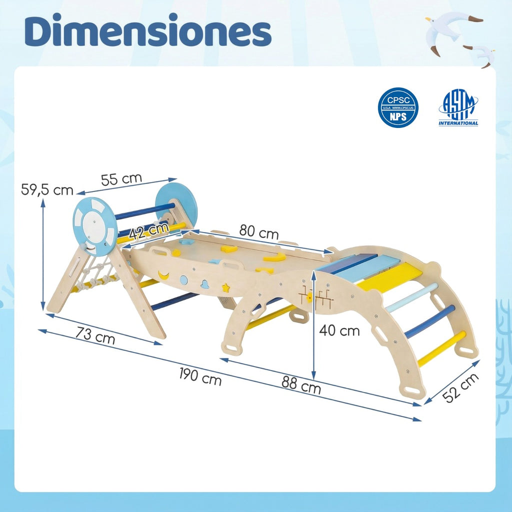 Conjunto de Escalada Triangular Dobrável com Rampa e Escada de Corda – Brinquedo Montessori — foto 3