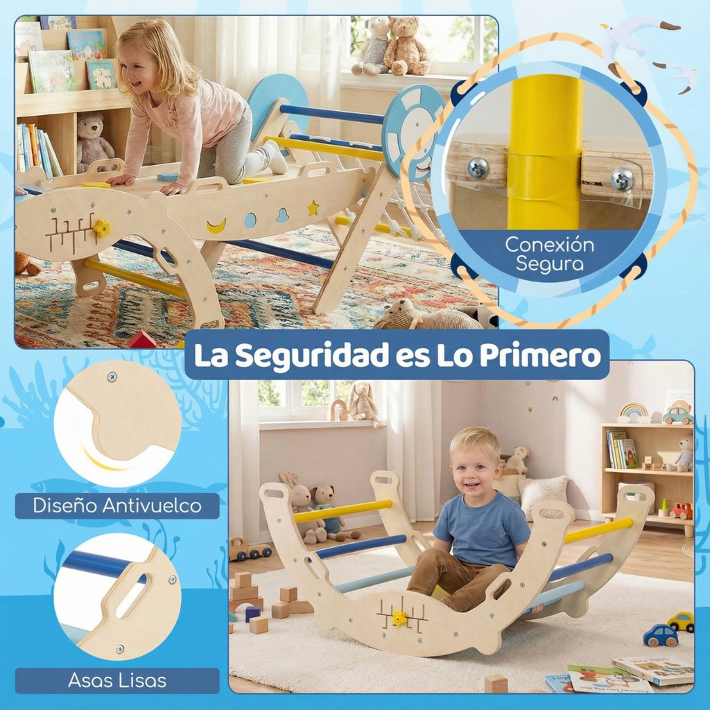 Conjunto de Escalada Triangular Dobrável com Rampa e Escada de Corda – Brinquedo Montessori — foto 9