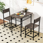 Conjunto de Mesa e 2 Cadeiras de Jantar Cinzento com Prateleira 80x52,5cm — foto 1