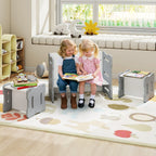 Conjunto de Mesa e Cadeira Infantil 3 Peças com 2 Bancos e Esquinas Arredondadas Cinzento — foto 5