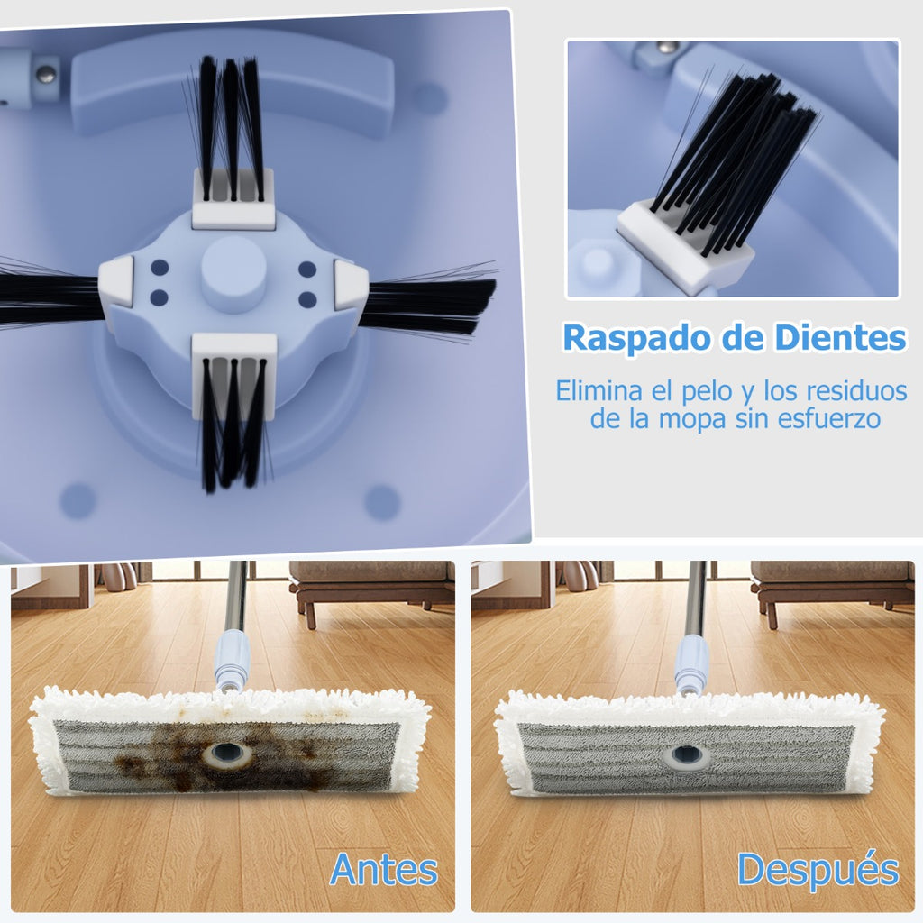 Conjunto de Mopa e Balde com Duplo Tanque e 2 Cabeças Giratórias para Limpeza a Seco e Molhada — foto 6