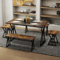 Conjunto de Sala de Jantar 5 Peças Mesa Rectangular Industrial 139cm com 2 Bancos e 2 Banquetas — foto 1
