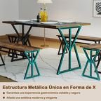 Conjunto de Sala de Jantar 5 Peças Mesa Rectangular Industrial 139cm com 2 Bancos e 2 Banquetas — foto 7